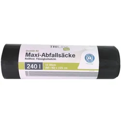Secolan 10 Schwerlast-Müllsäcke 240 L schwarz schwarz, 40x125 cm
