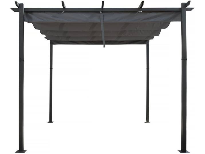 Pergola en aluminium avec toit rétractable - 3 x 3 m - Gris
