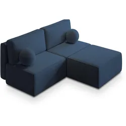 ECKSOFA VARNA P Blau Kordstoff mit Schlaffunktion