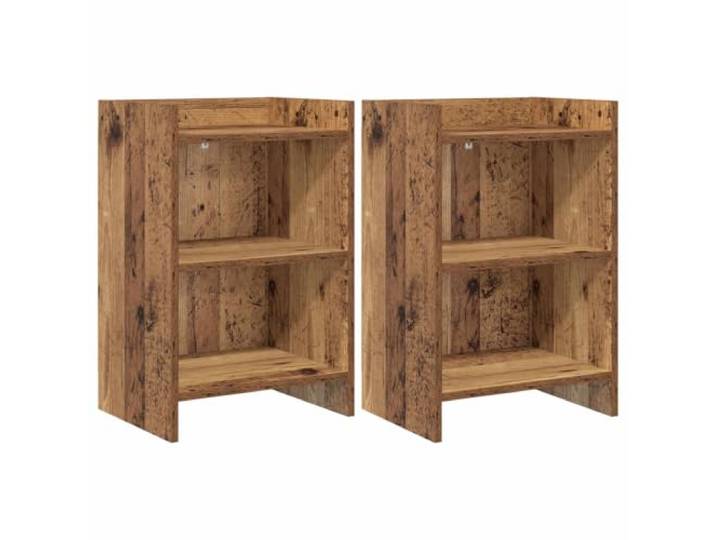 hliofuir Nachttisch 2er Set Altholz-Optik 40x30x60 cm Holzwerkstoff Kompakter Nachtschrank fürs Schlafzimmer mit 2 Fächern. Bietet praktischen Stauraum für Bücher und nächtliche Utensilien.
