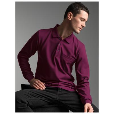 Poloshirt TRIGEMA "TRIGEMA Poloshirt mit Brusttasche", Herren, Gr. L, rot (sangria), Piqué, 100% Baumwolle, Basic, ohne Ausschnitt, Shirts