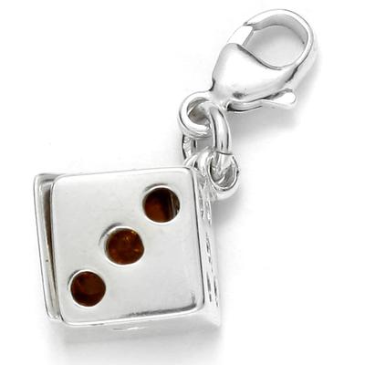 Kettenanhänger OSTSEE-SCHMUCK "Ostsee-Schmuck Charm-Einhänger Würfel Charm-Einhänger Würfel", weiß, Schmuckanhänger, Damen, 24 x 10mm, Silber 925 (Sterlingsilber), 2,5 g, Kettenanhänger