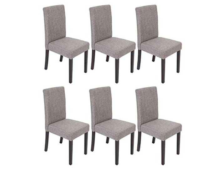 Mendler 6er-Set Stuhl Littau - Textil, grau, dunkle Beine Küchenstuhl, Esszimmerstuhl