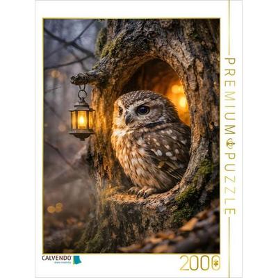 CALVENDO Puzzle Die kleine Eule an ihrer Baumhöhle | 2000 Teile Lege-Größe 90x67cm Foto-Puzzle für glückliche Stunden