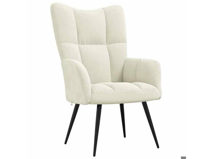 SARA@Chaise avec design relaxation Blanc crème Velours - Fauteuil mixe 1 personne HO34663