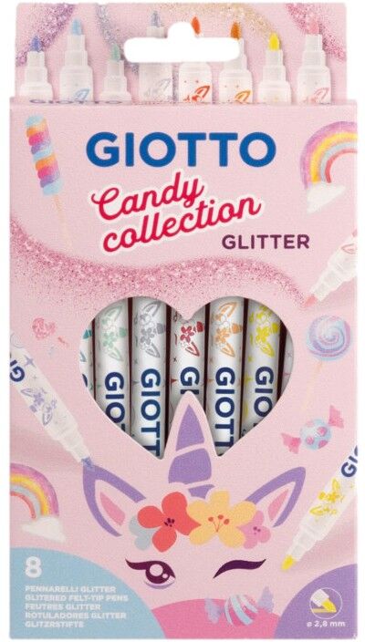 Pochette 8 feutres Turbo Glitter pastel Candy Collection - Giotto