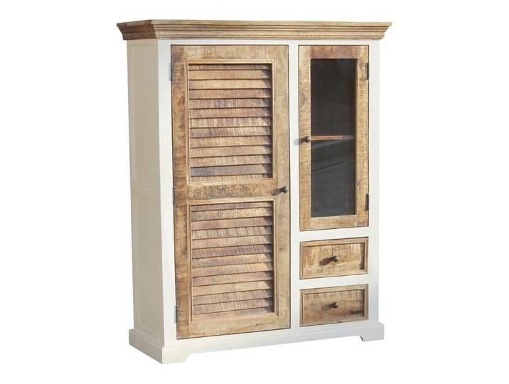 Highboard 100x128cm 'Nizza' Mango weiß natur