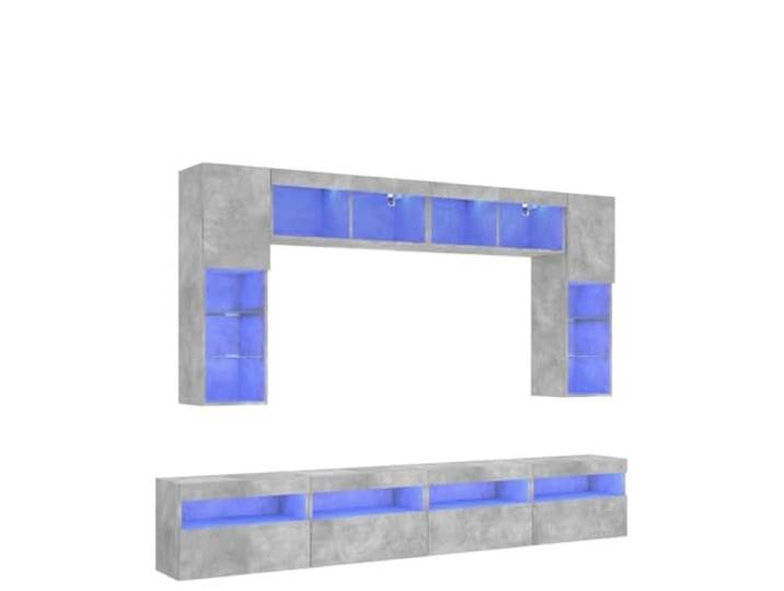GKHPYURE TV-Möbel-Set zur Wandmontage, 8-teilig, mit LED-Lichtern Mehrschichtiges Holz, Wandmontage, RGB anpassbar, viel Stauraum