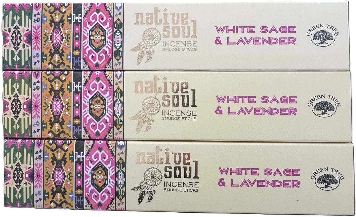Native Soul Wierook Witte Salie en Lavendel - 3 stuks
