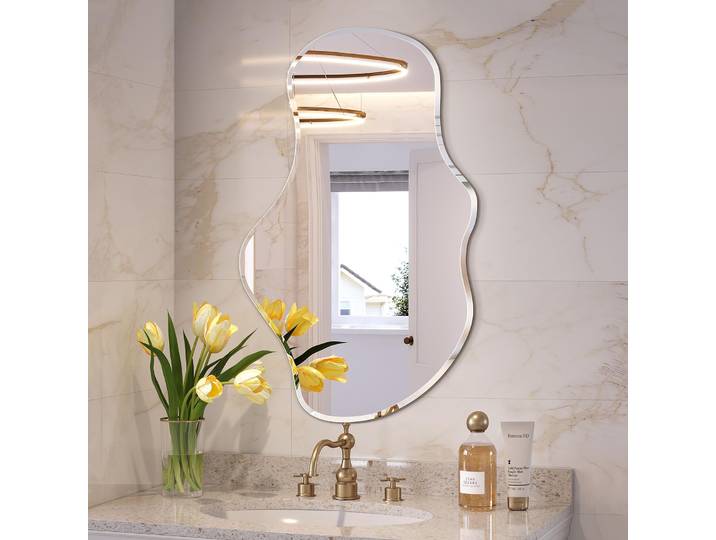 Miroir mural irrégulier 20”x36” Miroir mural asymétrique sans cadre Miroirs asymétriques pour salle de bain, entrée, chambre, salon