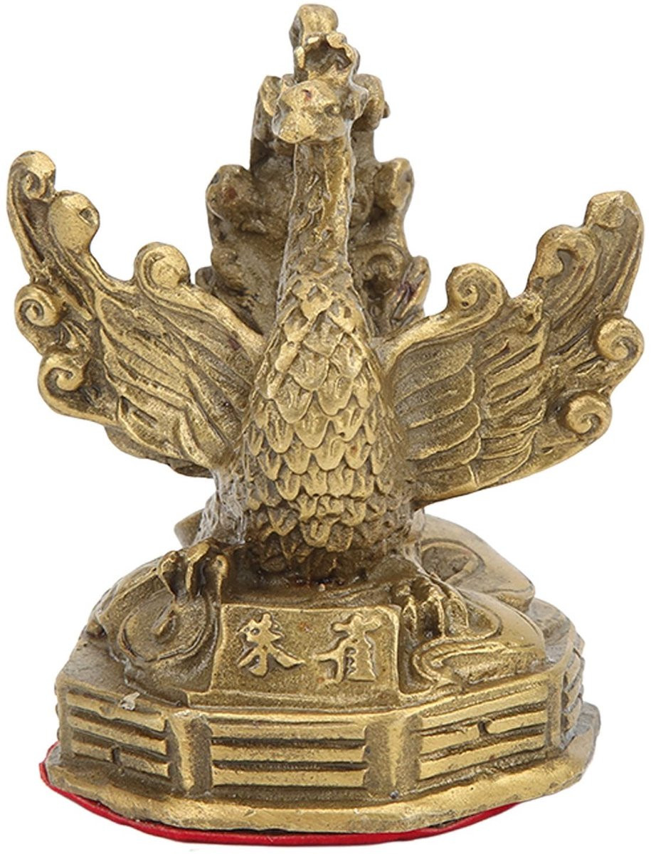 Dailygoods Gouden Phoenix Beeldje - Messing Feng Shui Ornament voor Decoratie - Hoogte: 5,8 cm