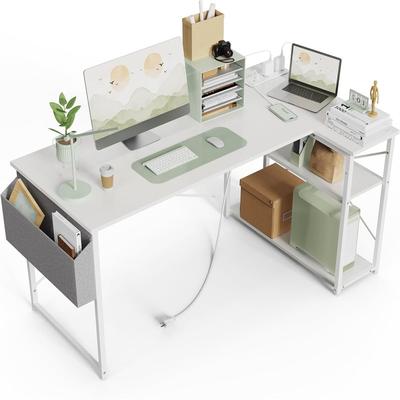 No L Shaped Computer Desk with Power Outlets