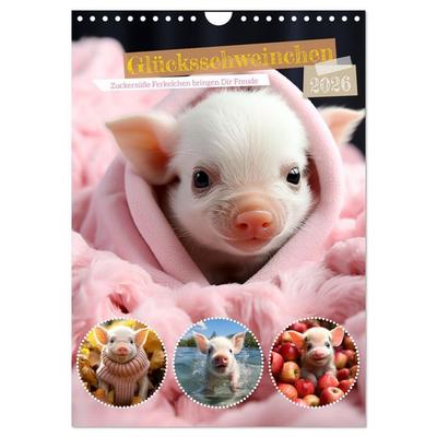 Glücksschweinchen (Wandkalender 2026 DIN A4 hoch), CALVENDO Monatskalender