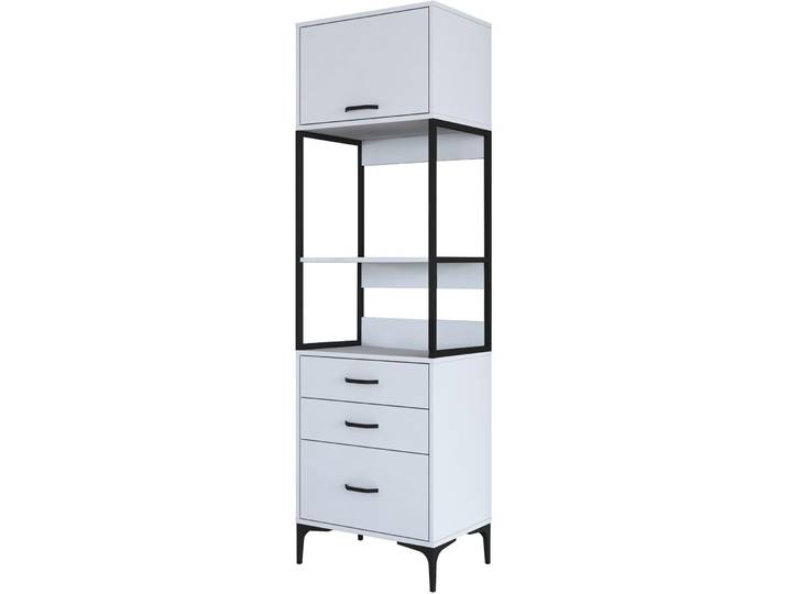 Schrank Yemek weiss melaminbeschichtetes Holz B 60 cm H 198.6 cm - Material: Melaminbeschichteter Holzwerkstoff - Schrank