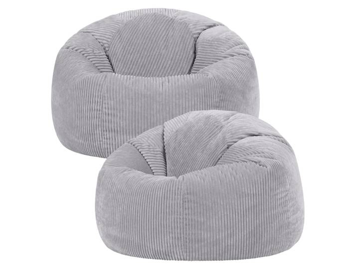 Lot de 2 poufs velours côtelé gris clair