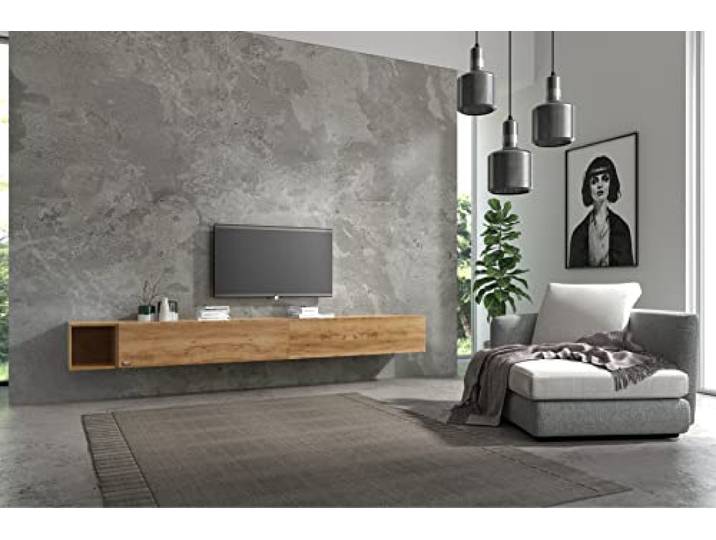 Wuun® Somero Lowboard Tv-Board Wohnwand SW6 (TV-Board: Eiche/Box: Eiche, 270cm ((120cm x 2) + 30cm))