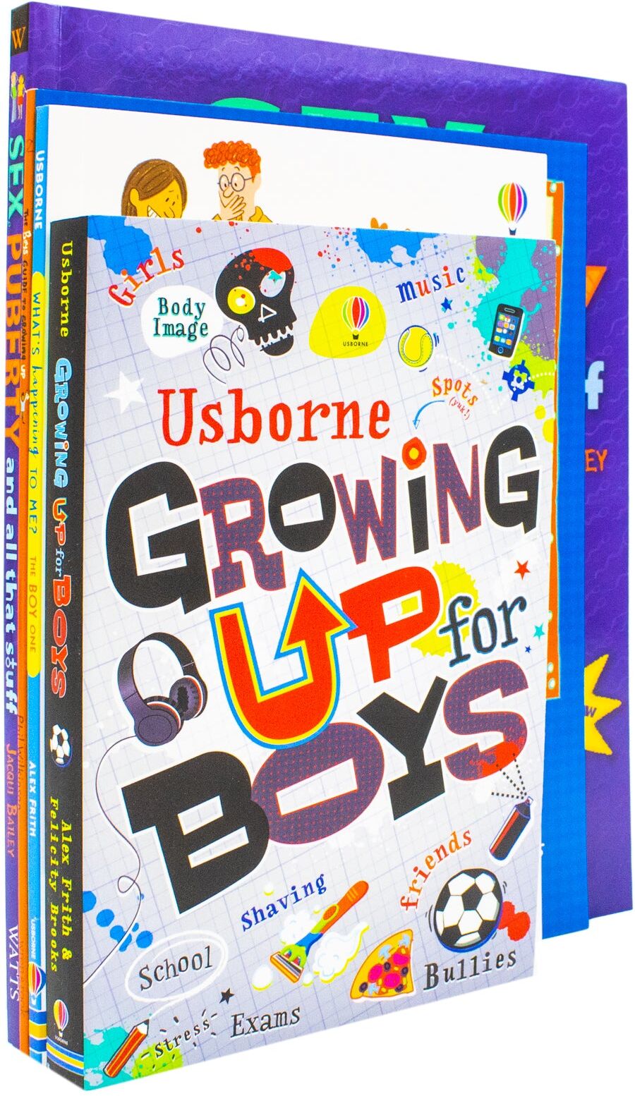 Wren & Rook/Franklin Watts/Usborne Publishing The Boys' Guide to Growing Up, Sex, Puberty, and All That Stuff, Growing Up for Boys, What's Happening to Me?: Boys Edition 4 Books Collection Set