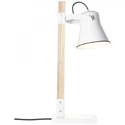 Brilliant Tischleuchte Plow weiß holz hell Landhaus stil E27 max. 10W schwenkbar