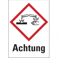 König Werbeanlagen Dreifke® Gefahrstoffetiketten - Ätzwirkung (GHS05) Signalwo - 20x29 mm Folie selbstklebend