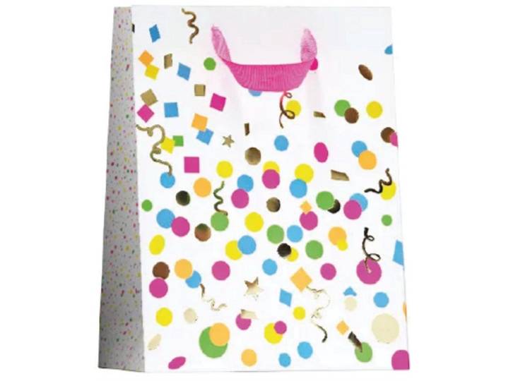 Design Group Papieren Cadeautas M Party Neon - Cadeautasje - Neon design - Wit