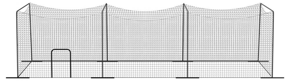 Baseball-Schlagkäfig, Standardgröße - 1200 x 368 x 310 cm - Netz aus HDPE, Stahlrahmen