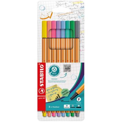 STABILO Fineliner - point 88 - 8er Etui - Pastellfarben