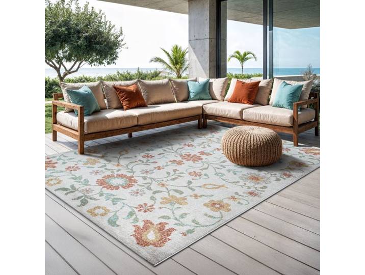 Tapis the carpet Palma intérieur/extérieur moderne salon/terrasse résistant UV & intempéries Creme 160 x 230 cm