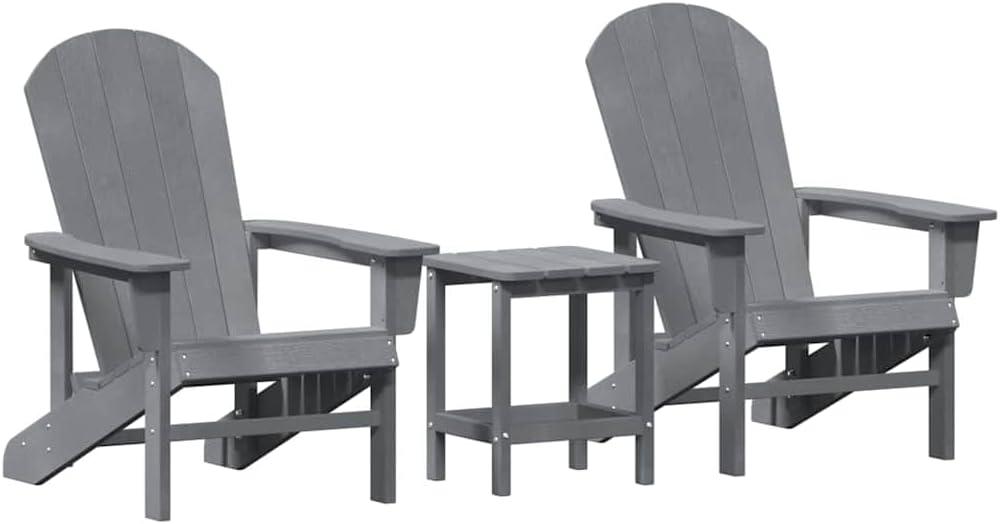 Polyethylen-Gartenstuhl im 3er-Set, hellgrau, 3 Stühle für Terrasse und Garten, moderner Designstuhl mit Armlehnen, wetterfest und pflegeleicht