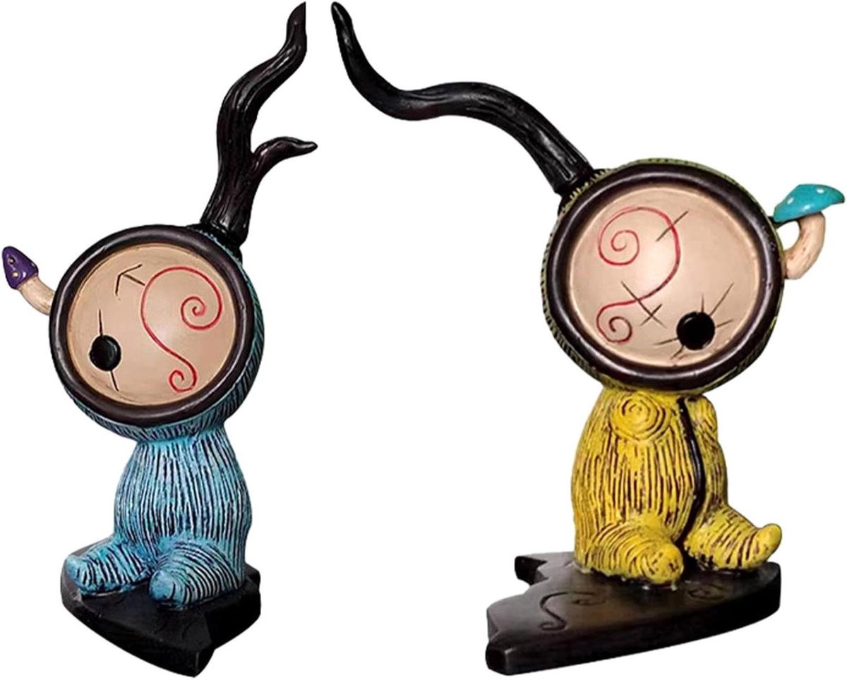 Liefdesbeeld Paar - Geel Hars sculptuur - Interieur decoratie - Hoogte: 14.5 cm