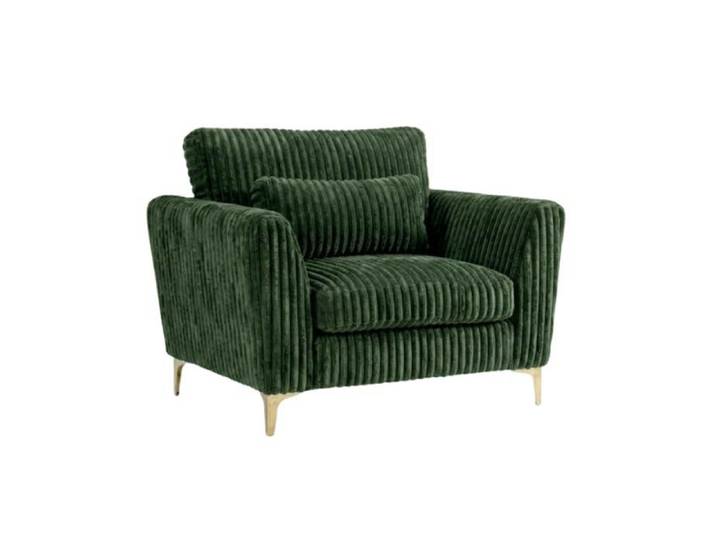 Fauteuil Islati velours grosses côtes vert