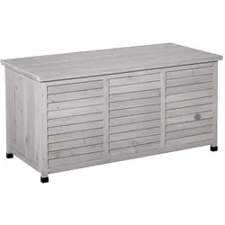 STILVORA Gartenbox Holz Hellgrau 127x56x60 cm, wasserfest, mit Deckel, vielseitig