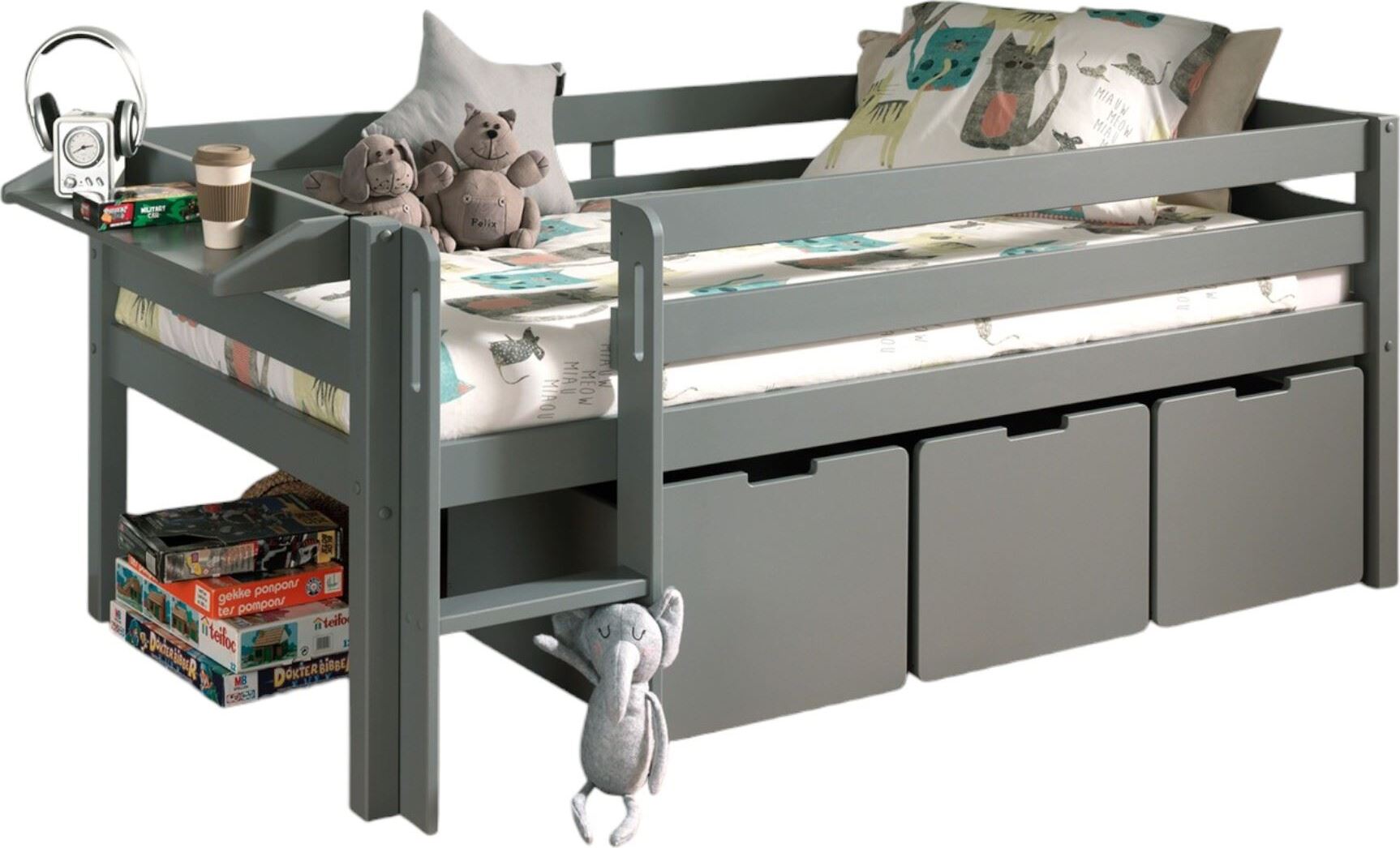 Kojenbett Karolina 208x105x83 Kinderbett Massivholz Grau