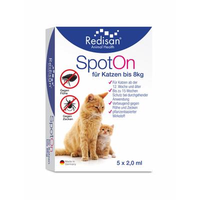 Redisan Spot-on gegen Zecken+Flöhe f.Katze bis 8kg 5x2 ml Ampullen