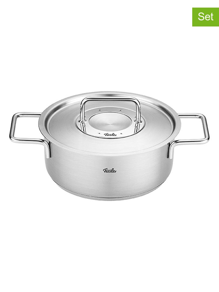 Fissler 2tlg. Set: Edelstahl-Bratentopf "Pure Collection" - Ø 24 cm - onesize