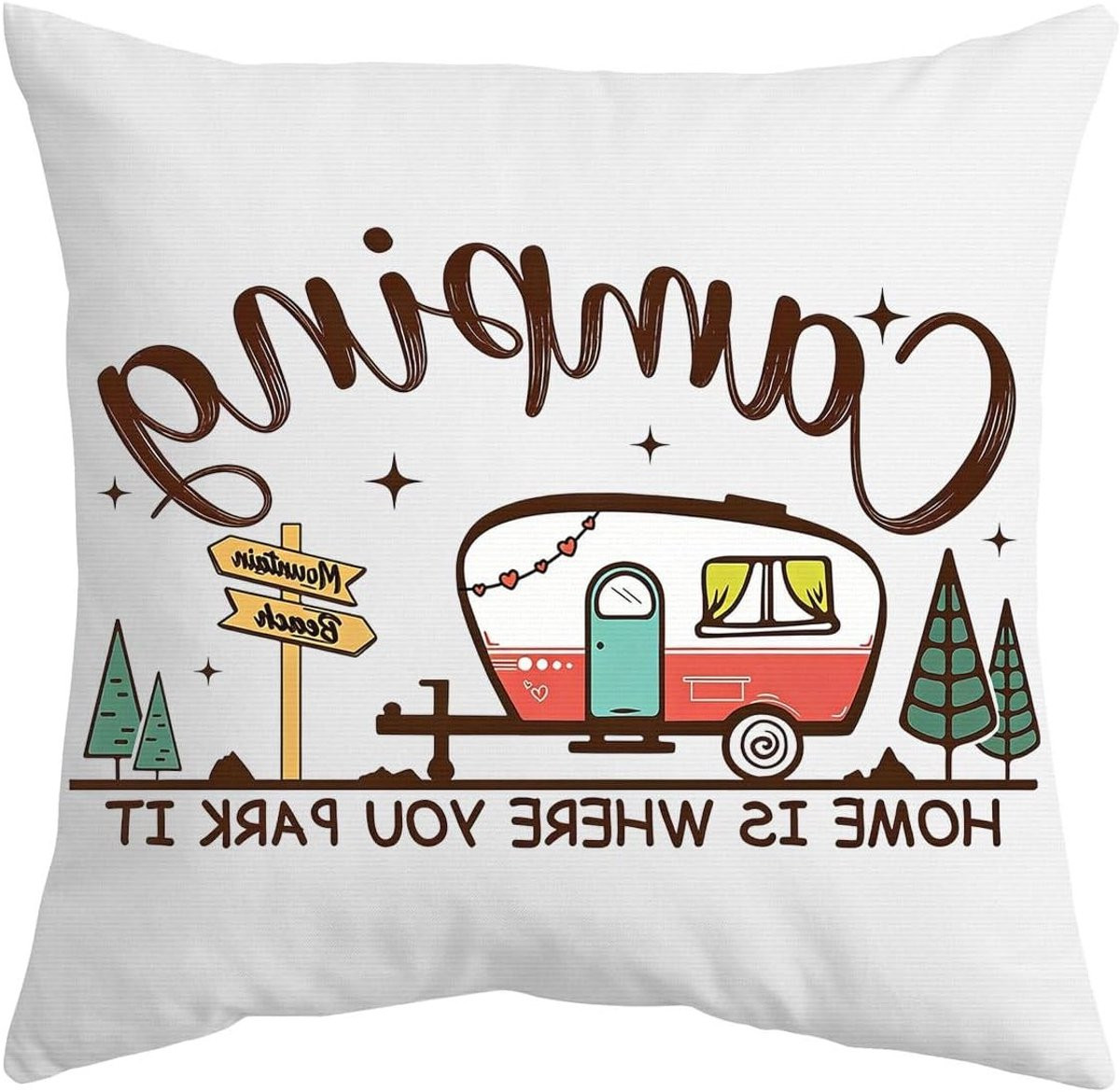 Kussensloop voor campervan en camping decoratie, 45 x 45 cm