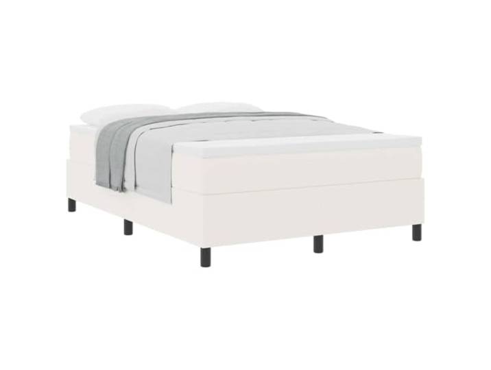 KTHLBRH Boxspringbett Creme und Weiß 140 x 190 cm Mit Federkernmatratze, Gestell aus Holz, feste Latten, Stützlast 280 kg