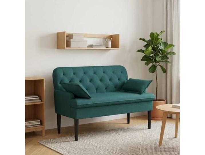NLQMSU Sofa Love Seat, dunkelgrün, Velours, gepolstert, Knöpfe Velours, 100 % Polyester, atmungsaktiv, Füße aus massivem Gummi, abnehmbare Kissen, Schaumstoffsitz, 111 x 68 x 80 cm