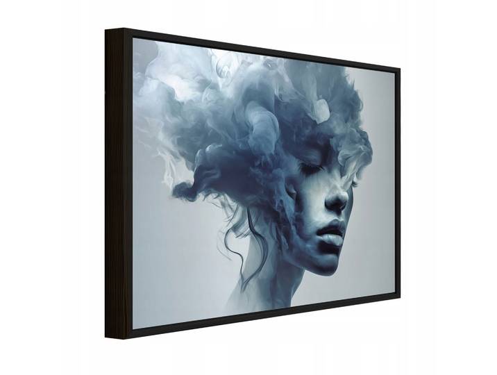 BILDER mit Rahmen Frau Gesicht Blau 60x40 cm