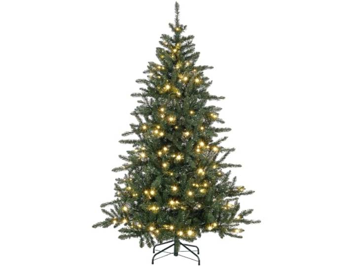 HOMCOM Sapin de Noël Artificiel 180 cm Arbre de Noël Lumineux Vert Support en Métal\, LED Blanc Chaud\, 872 Branches\, Effet Réaliste