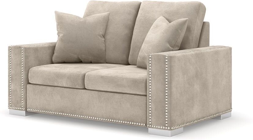 Olivia Mink Premium Small Sofa, Small Sofa / With Studs / Foam & Dacron Wrap