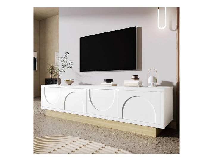 Furnishings Home TV-Schrank Modernes Abgerundetes Design mit Stauraum Texturfront 170cm Weiß (1-St)