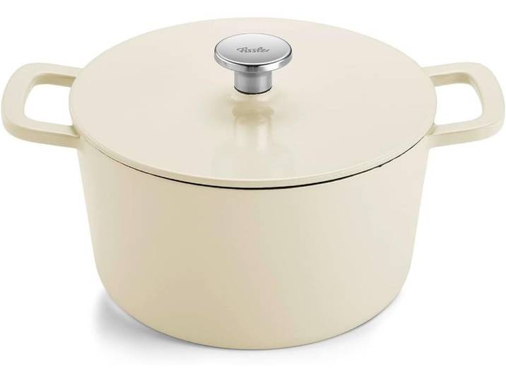 Fissler Bratentopf Fissler Emaillierter Gusseisen Bräter 24cm Elfenbeinweiß, Gusseisen