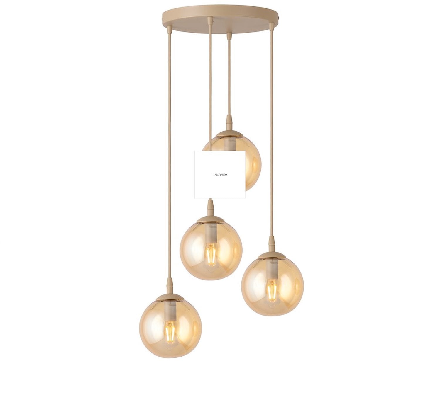 Emibig Cosmo 4prem plafondlamp in Mokka Amber met glazen elementen