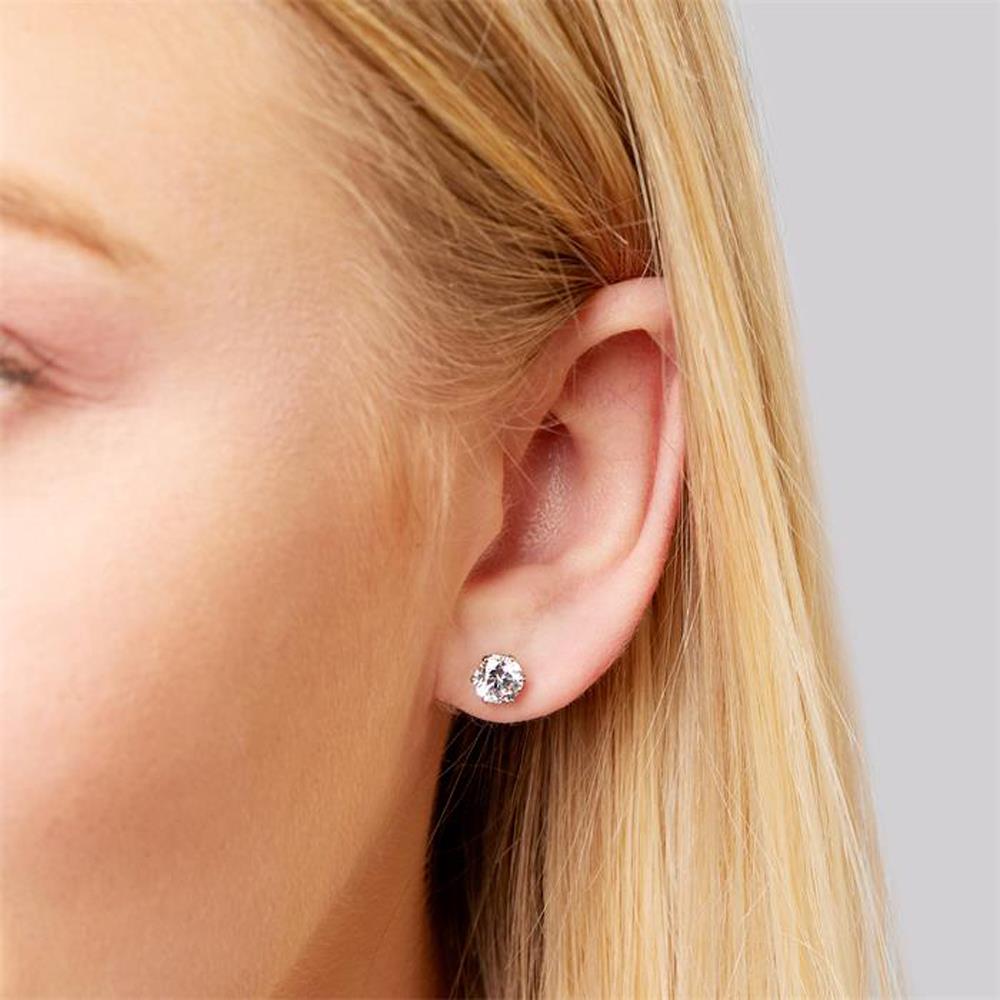 Unique Ohrstecker aus Edelstahl mit weißem Zirkonia 6mm silber