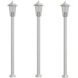 Helloshop26 - Set aus 3 silbernen Stehlampen für den Außenbereich 120 cm Edelstahl Silber 02_0042557