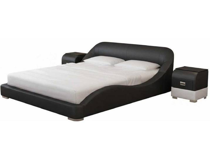 Xlmoebel Polsterbett Modernes schwarzes Luxus Bett mit Nachttischen Luxus Design (3-tlg., 3-tlg)