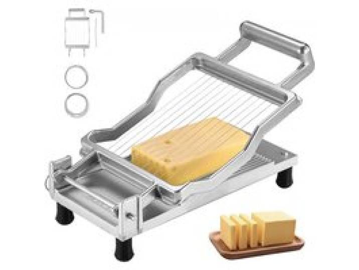 VEVOR Coupe-Fromage à Fil, Coupe-Beurre avec Lame de Coupe 1 cm et 2 cm, Trancheuse à Fromage Commerciale en Alliage d'Aluminium, Fil Amovible en Acier Inoxydable 316, pour Cuisine Boulangerie
