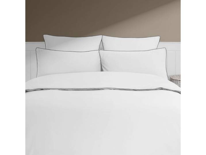 Housse de couette en percale coton blanc/anthracite 140x200 cm