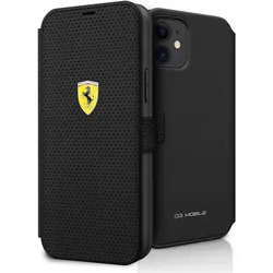 Ferrari FESPEFLBKP12SBK iPhone 12 mini 5,4" czarny/black book On Track Perforated (Apple iPhone 12 mini), Smartphone Hülle, Schwarz