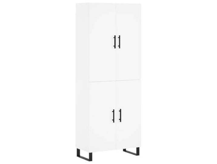Fisinber Highboard Weiß 69,5x34x180 cm Holzwerkstoff Schrank Elegantes 2-teiliges Standregal für Wohnzimmer und Flur, vielseitiges Stauraum-Möbel mit stabilen Metallfüßen.